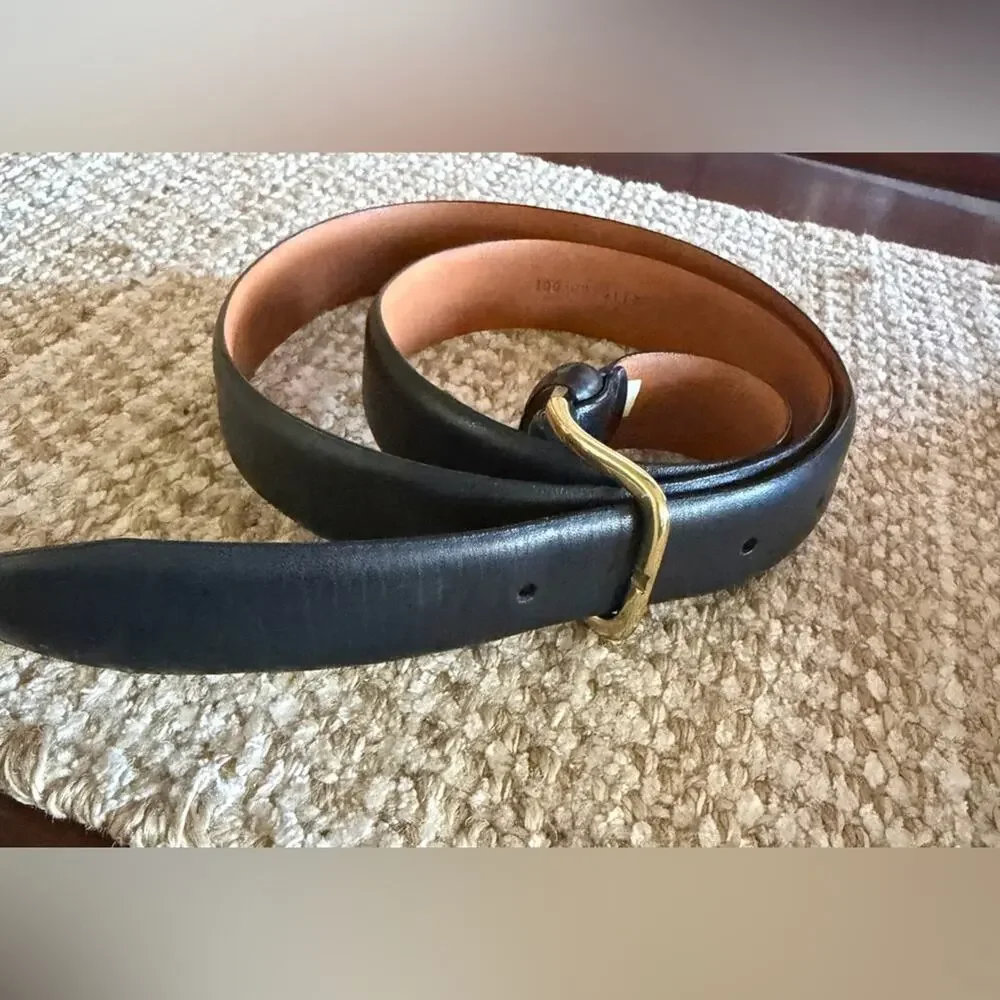 Polo Ralph Lauren black  Leather Belt with brass Buckle Sz 38